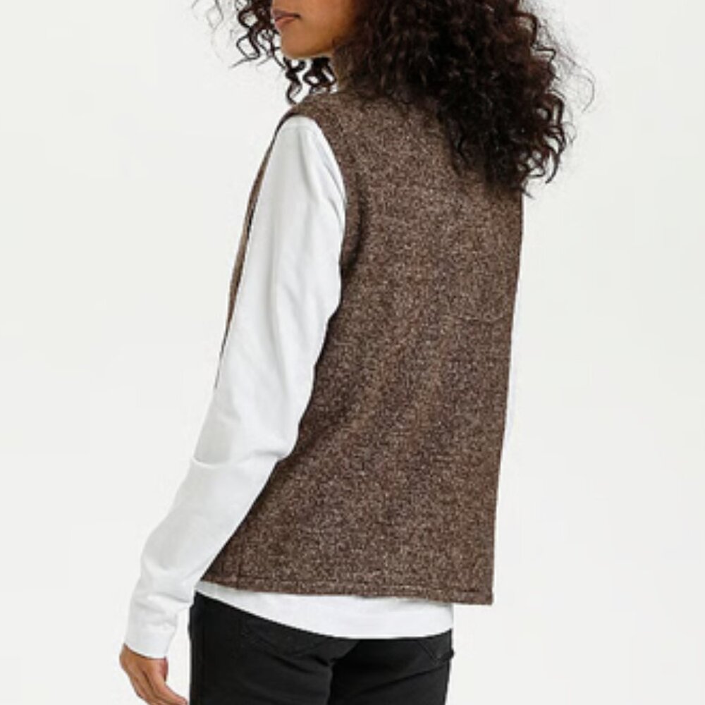 Kaffe Kataris Coffee Brown Wool Blend Knit Vest Reversible Medium D&Dcore - Picture 3 of 15